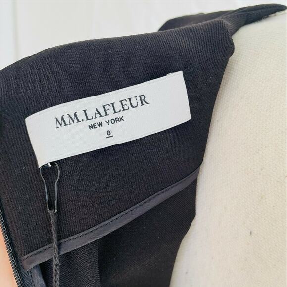 MM Lafleur Alexandra Dress V Neck A Line Black 3/4 Sleeve Stretch Knee Length 8 - Picture 6 of 10